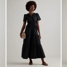 Quince 100% Organic Cotton Poplin Tiered Maxi Dress