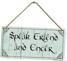 wood sign Hanging Sign Funny speak friend and enter3 Plank Sign door sign for