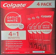 Colgate Optic White Platinum Toothpaste, 4.1 Ounce (Pack of 4) (EXP 12/2026)
