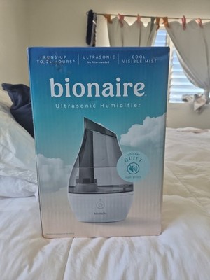 Bionaire Ultrasonic Cool Mist Tabletop Humidifier, Quiet, Portable, White/Gray
