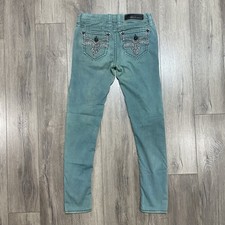 Rock Revival Karla Skinny Blue Jeans Green Teal Women  s Size 28  x30  