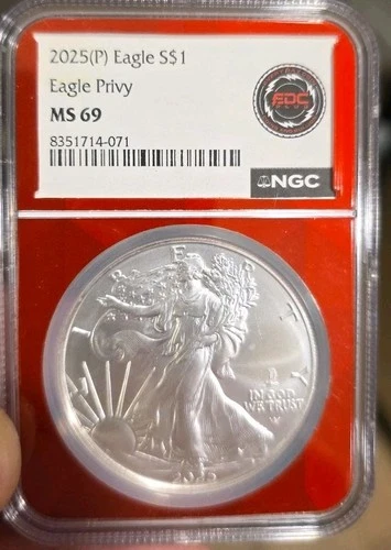 2025 P Silver Eagle PRIVY NGC MS 69 RED BACK