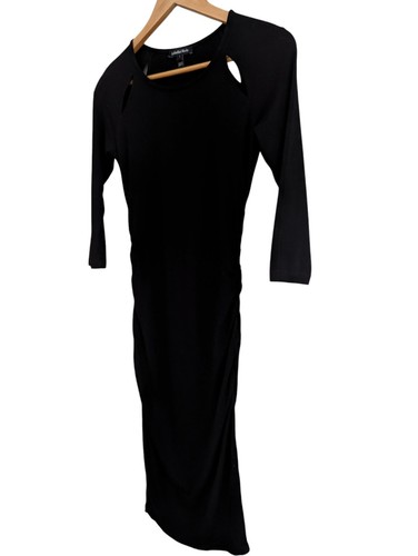 Isabella Oliver Ruched Black Body Con Maternity Dress Size 8 - Picture 2 of 3