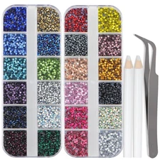 LPBeads Glass Hotfix Rhinestones Bulk SS6 14400pcs 24 Colors Hotfix Crystal