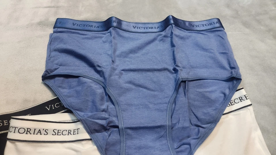 Victoria's Secret Grande 4 Pares Calzoncillos Nuevos Sin Etiquetas Leopardo Azul Blanco Negro Foto 3 de 4