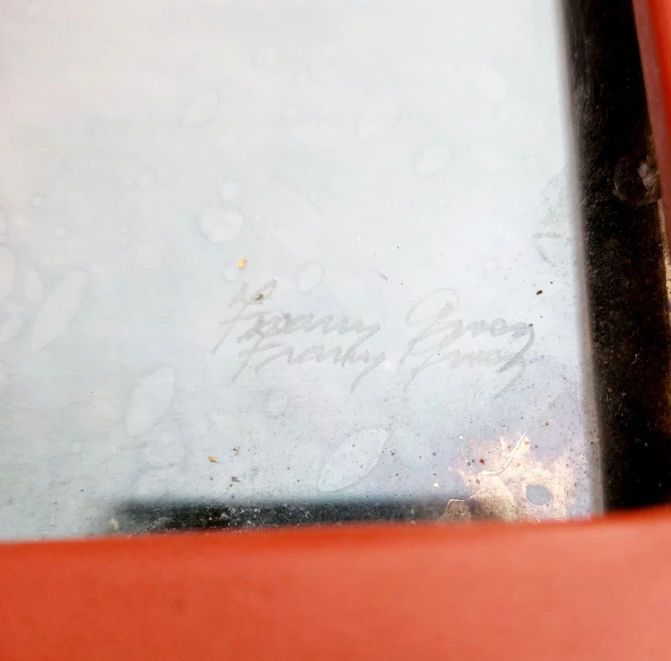 Franz Grosz 1960s Glass Etch Asian Art MCM Silver Mirror Framed Lighting BRCT - Image 3 of 4