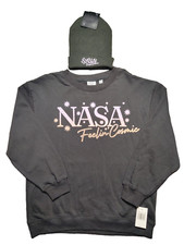 NASA FEELING COSMIC Women Large Long Sleeve Crewneck Sweatshirt  Beanie NEW