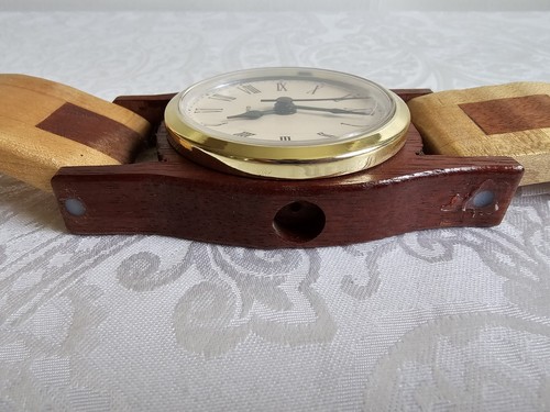 Wooden Wall Watch Desk Clock Quartz Decor 16" Long - Picture 4 of 10