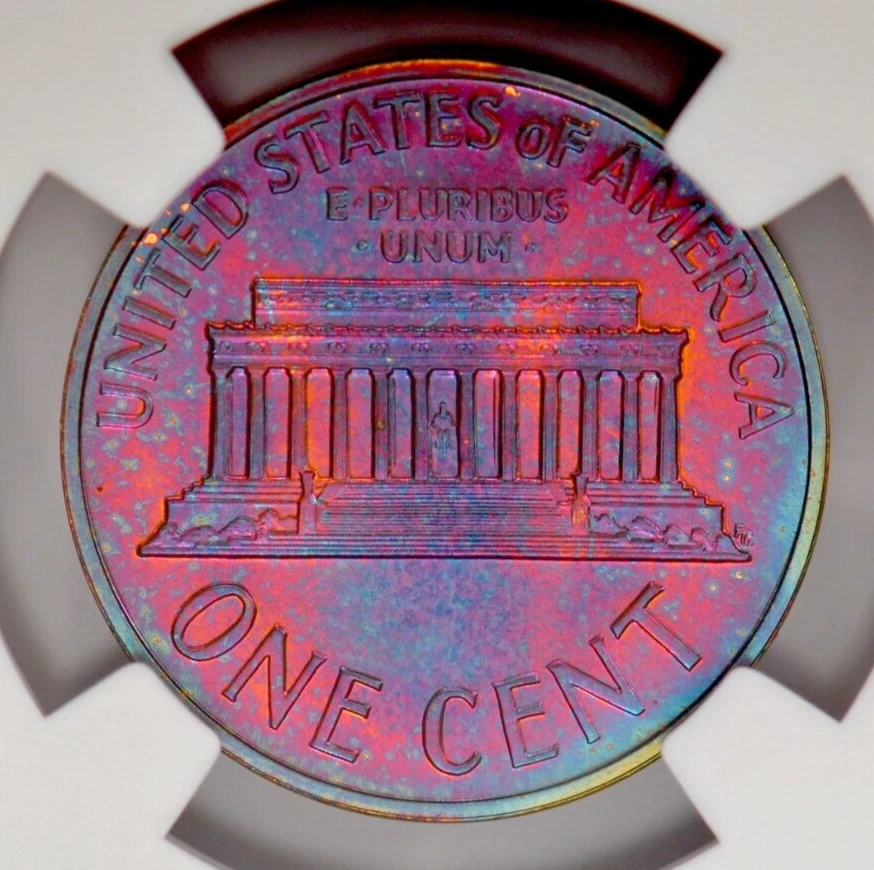 1961 TONED Lincoln Memorial Cent Proof NGC PF 65 BN PR65BN Toning Coin 1C - Image 3 of 4