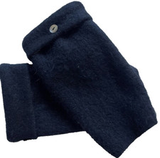 FINGERLESS GLOVES BLACK CASHMERE ANGORA M MEDIUM MITTENS MITTENS WINTER CUFFS