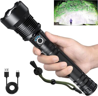 Rechargeable Flashlights 900,000 Lumens, Super Bright LED Flashlight High Lumens