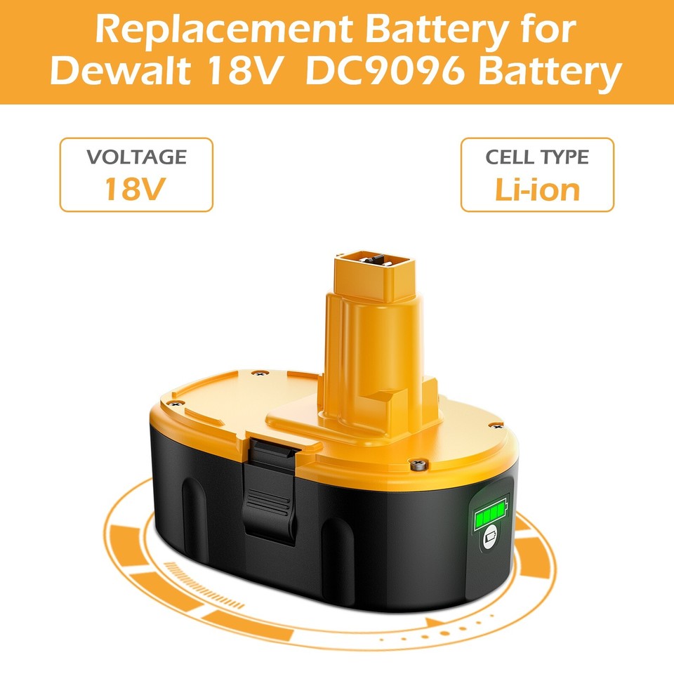 DC9096 18V 6.0Ah Li-Ion Battery – Replacement For Dewalt 18V Tools, LED Indicator, Overcharge/Overheat Protection