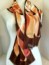 Vibrant Lively 54 Long Vntg Silk Guy de Chaumont Fringe Edge Abstract Scarf