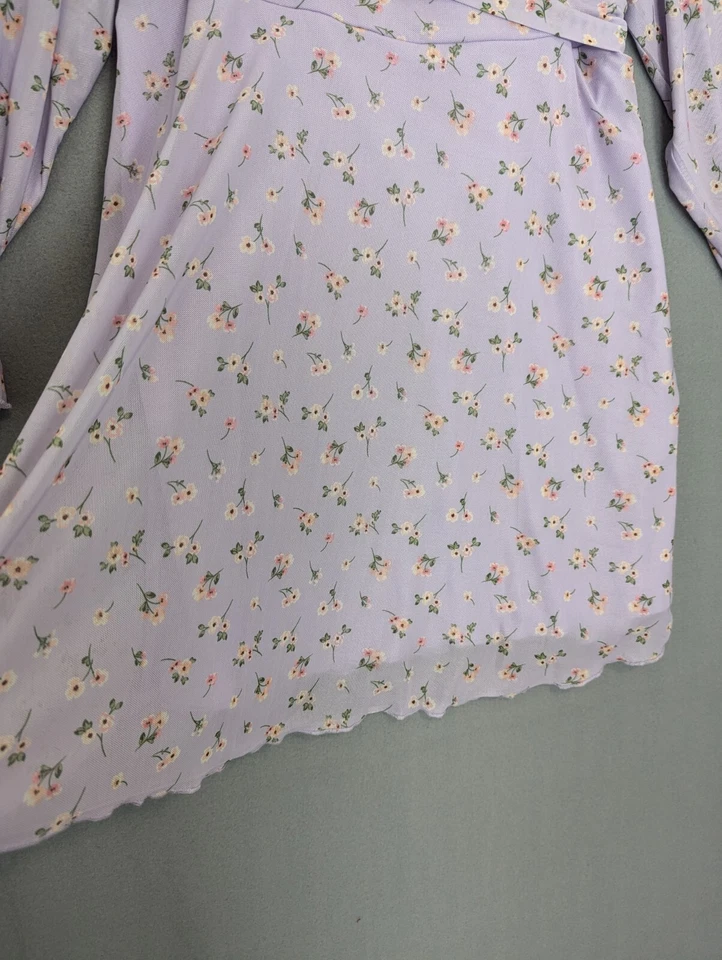 Allison + Kelly Dress Big Girls 16 Purple Floral Mesh Babydoll Spring Y2K 90's - Image 4 of 4