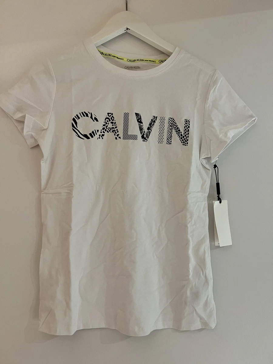 Calvin klein plain white t sale shirt women's