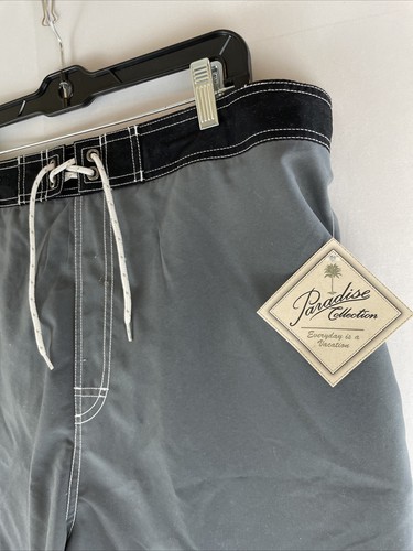 Paradise Collection Men XL Lined Board Shorts Swim Trunks Grey NEW w/ Pocket NEW - Picture 2 of 9