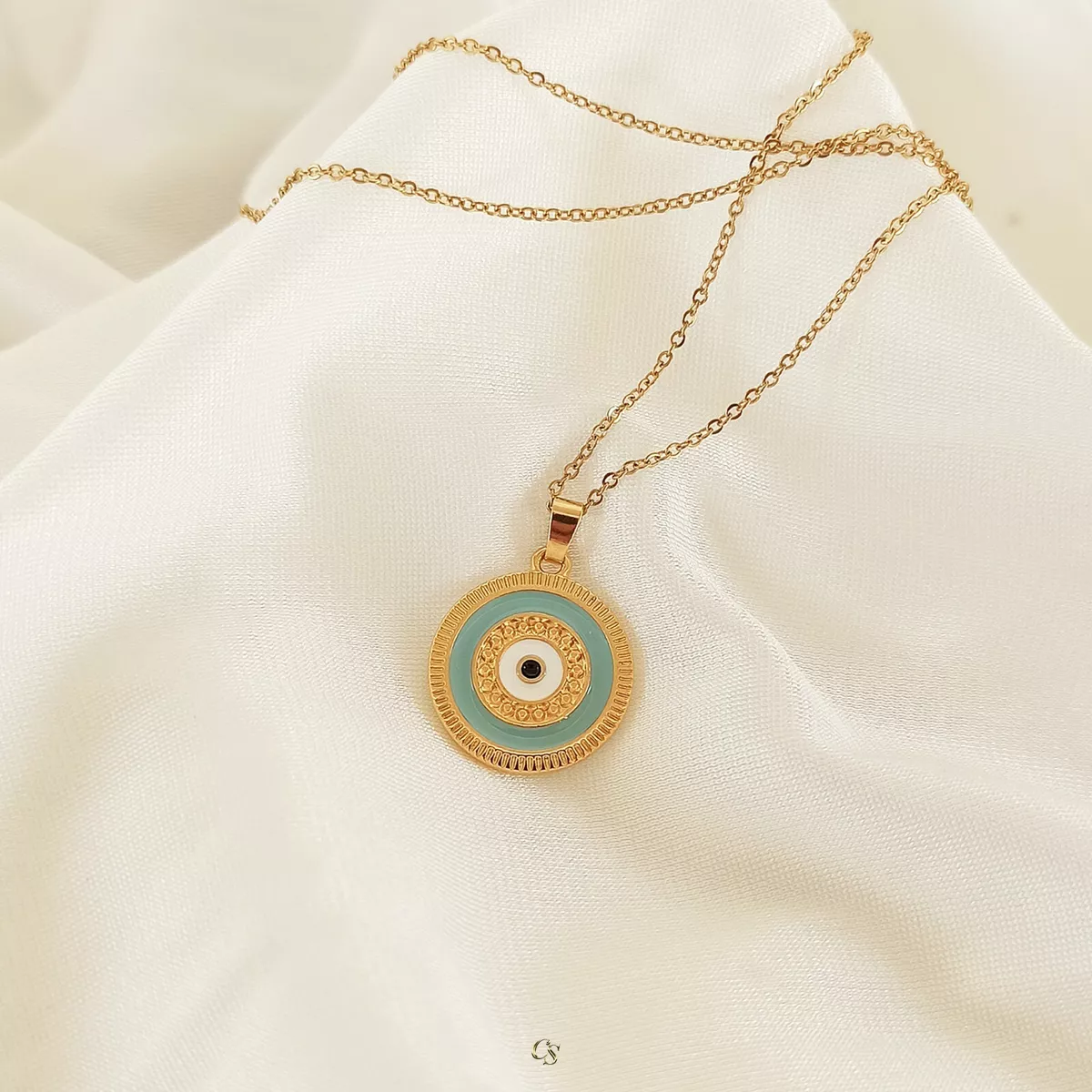Evil Eye Necklace Greek Jewelry Evil Eye Jewelry Gold Steel Chain Necklace