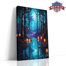 Twilight Creek Whispers Abstract Wall Art, Canvas Print Home Decor, Wall Decor