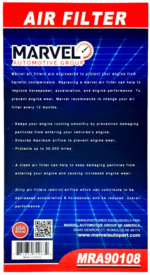 Filtro de aire Marvel MRA90108 (6510900051) para Mercedes-Benz Metris 2016-2023 2,0 L Foto 3 de 4