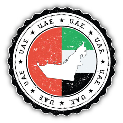 United Arab Emirates Map Flag Stamp Car Bumper Sticker Decal