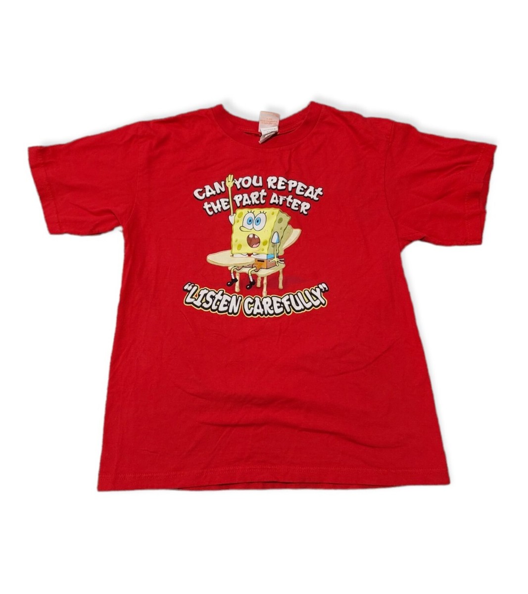 2008 NIckelodeon Spongebob School T-Shirt Listen Carefully Red Size Youth XL
