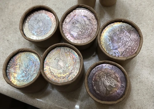 1878-1904 BU Uncirculated Toned 10 Coins Silver Dollar Mixed Roll Morgan Dollars