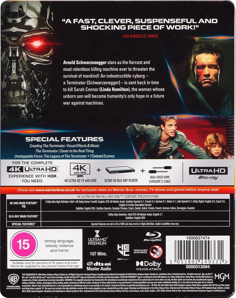 The TERMINATOR 40th Anniversary Limited Edition Steelbook 4k Ultra HD + Blu Ray - Image 4 of 4