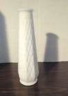 E.O. Brody Milk Glass Bud Vase, Diamond Pattern, Flute Edge, 9", Vintage