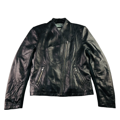 Calvin Klein Women's Genuine Leather Moto Jacket Black Calvin Klein Women's Genuine Leather Moto Jacket Black