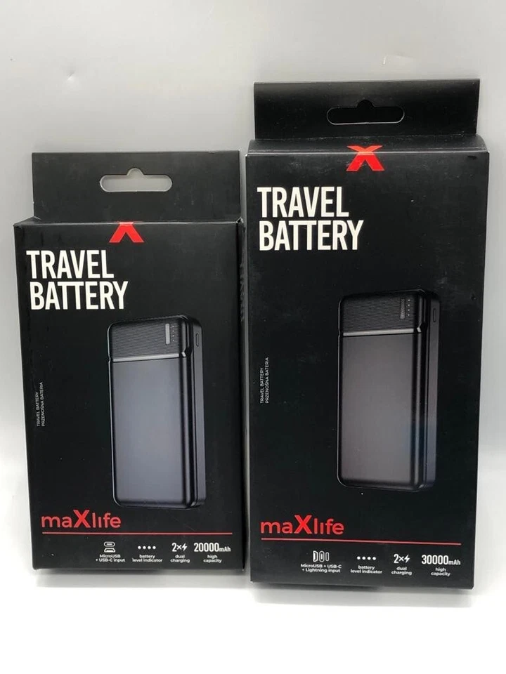 30000mAh Portable Power Bank 5V USB External Travel Battery Pack MaxLife - Black - Image 2 of 3