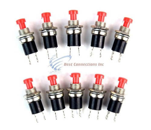Mini Drucktaster SPST Momentan N/O Schalter rot 2 Pin 10 Stück NB-602 - Bild 1 von 3