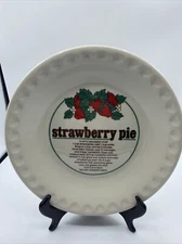 Vintage Ceramic Strawberry Pie Plate Recipe 10" Alco Baking Pan Dish