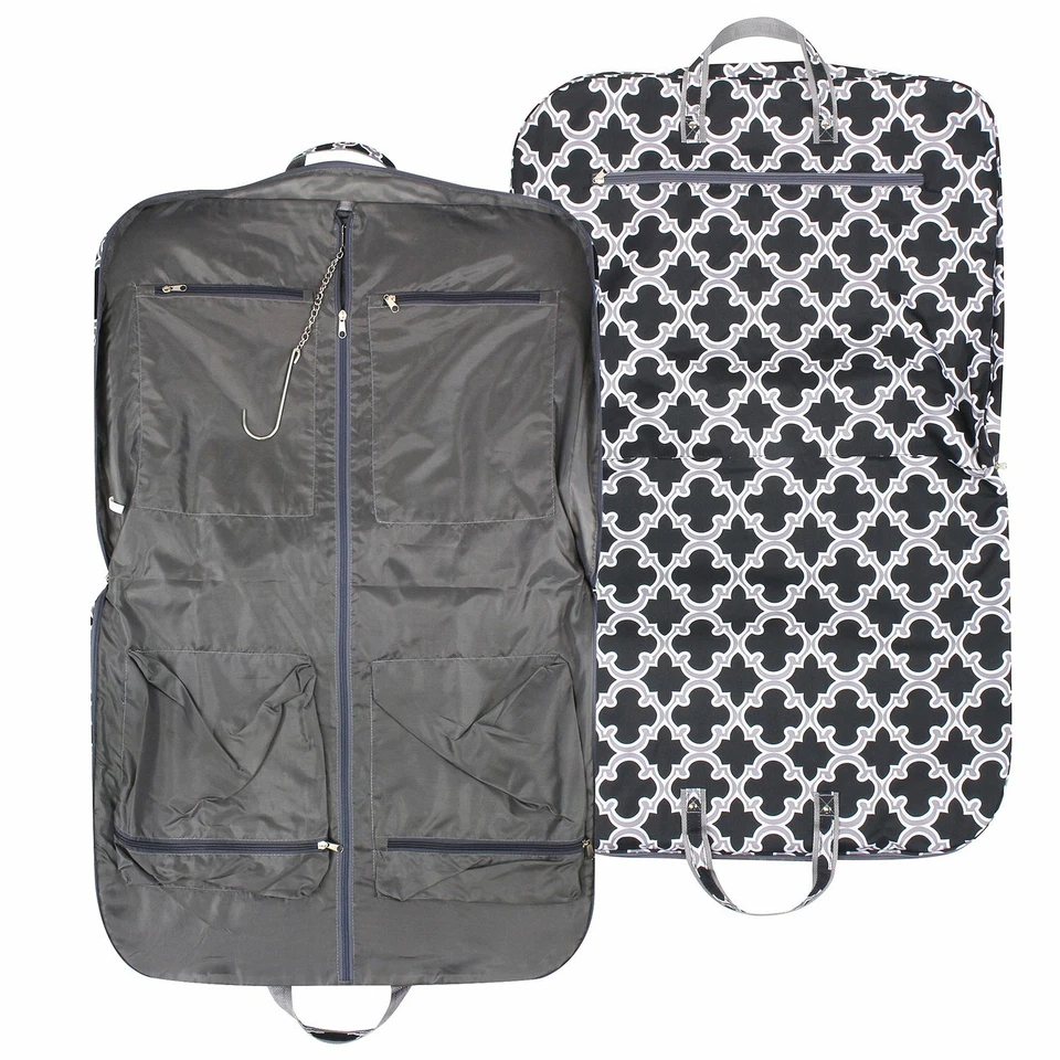 NOVA BOLSA DE VESTUÁRIO PENDURADA BAGAGEM VIAGEM ALEGRIA TERNO TOTE PRETO LONA CINZA DANÇA - Imagem 2 de 4