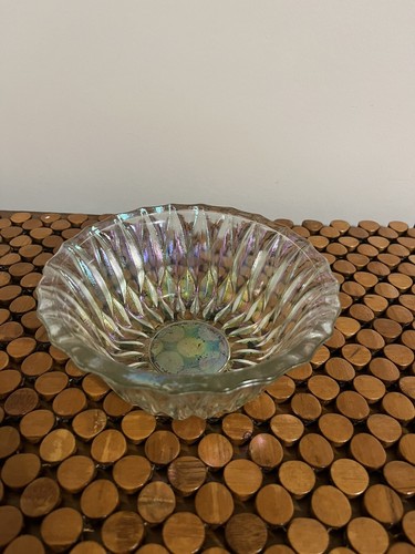 Vintage Hoosier Glass Clear Ribbed Candy Dish Flower Bowl Vase - Imagen 2 de 3