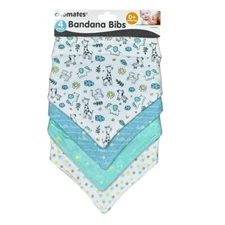 NEW Baby Drool Bibs Bandana Set of 4 Soft Cotton Polyester Blue Green Cribmates