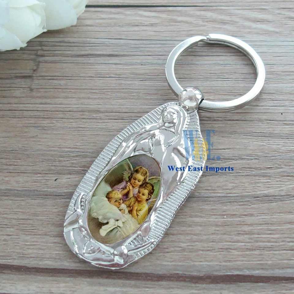 Favor de Bautizo Personalizado (12 Piezas) Grabado Bebé Ángel Llavero Metal Llavero Foto 4 de 4