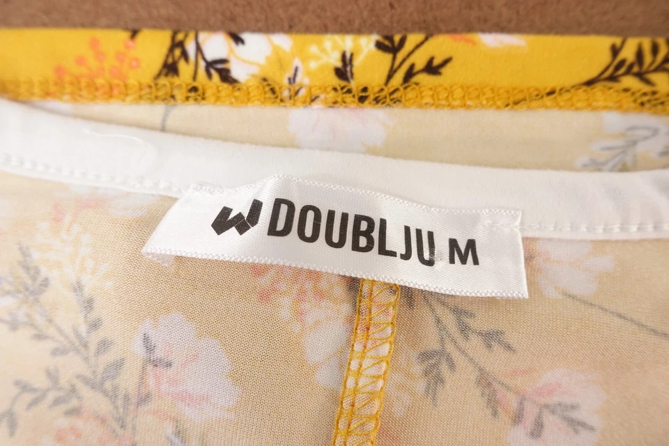 Doublju Women's Size Medium Mustard Flroal Print Short Sleeve Round Neck T-Shirt - Image 2 of 4