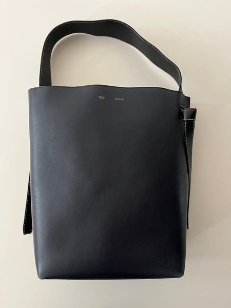 Celine Phoebe Philo Knot Bucket Bag Black Leather Shoulder Hobo Purse Italy Auth