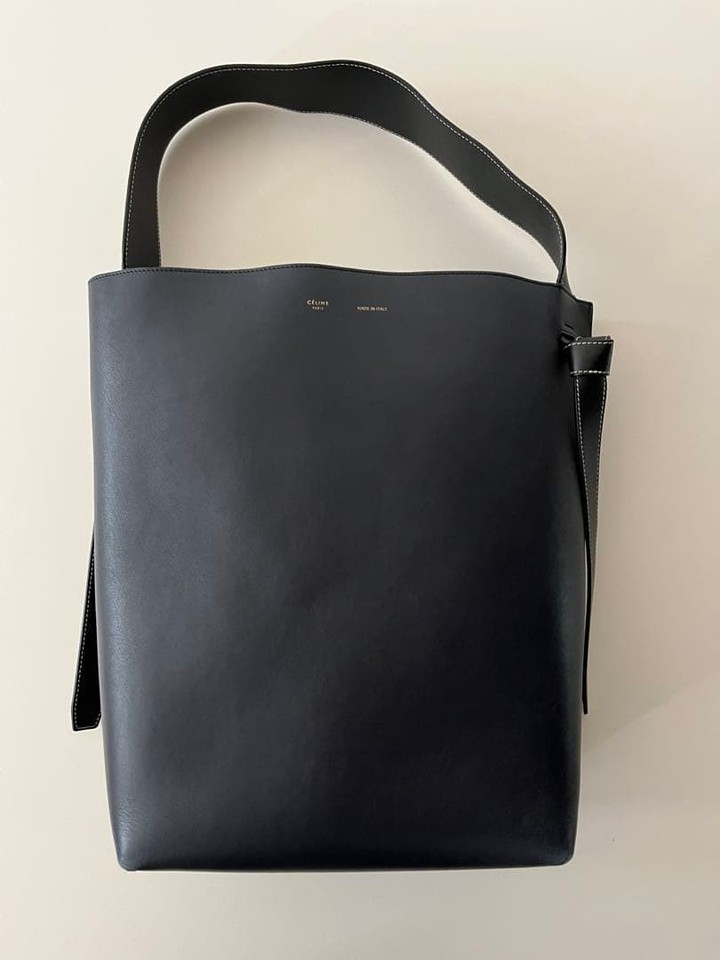 Celine Phoebe Philo Knot Bucket Bag Black Leather Shoulder Hobo Purse Italy Auth