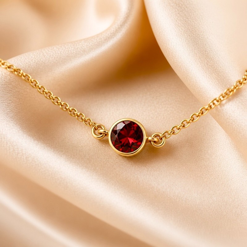 BC® NEW GORGEOUS 18K YELLOW GOLD GARNET DIAMOND ROSE CUT 750 CHAIN BRACELET 7.5"