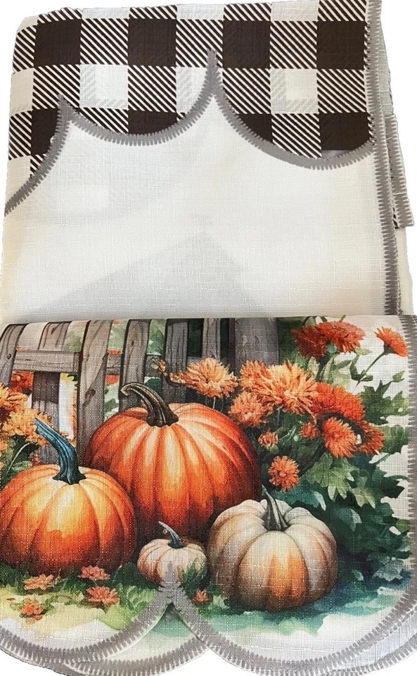 Juego de cortinas de cocina de acción de gracias otoño calabaza 3 piezas 60’x 36 pulgadas 🔥Envío gratuito Foto 3 de 3