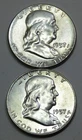 1957 & 1957-D Franklin Silver Half Dollar AU Nice Luster lot of 2 coins #R391