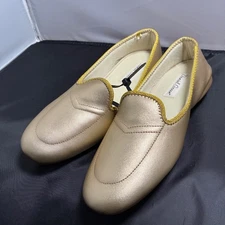 DANIEL GREEN WOMEN'S MEG GOLD COLOR LEATHER SLIP-ON SLIPPERS SIZE 7.5 M