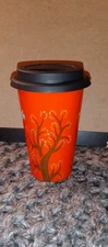 12" Ceramin Travel Coffee Mug By Smart Planet With Silicone Lid