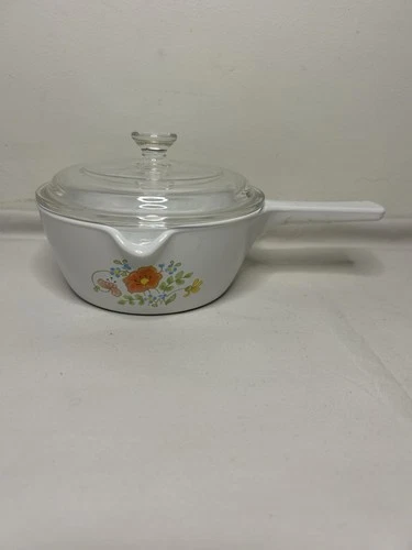 Vintage Corning Ware Wildflower 2.5 Cup Sauce Pan P-89-B With Pyrex Lid