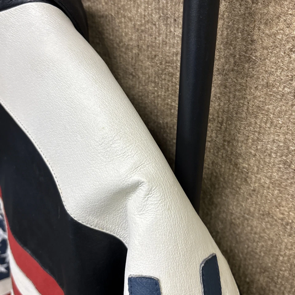 复古美国梦幻服装美国国旗真皮夹克拉链衬里尺寸 Sm — 第 3/4 张图片