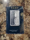 Pamp Suisse Lady Fortuna 45th Anniversary. 999 Fine Silver Bar Collectable Assay