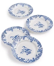 Martha Stewart Collection English Garden Blue Bird Salad Plates Set of 4, 9.25"