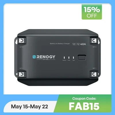 Renogy 40A 12V DC to DC On-Board Battery Charger Dual Car Battery Maintainer RV - Image 1 of 4