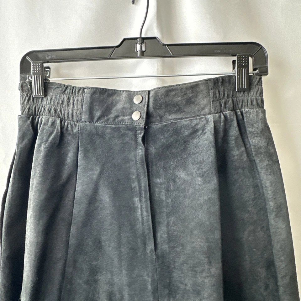 Falda larga vintage Toffs para mujer gamuza cuero negra talla 8 #2537 Foto 4 de 4